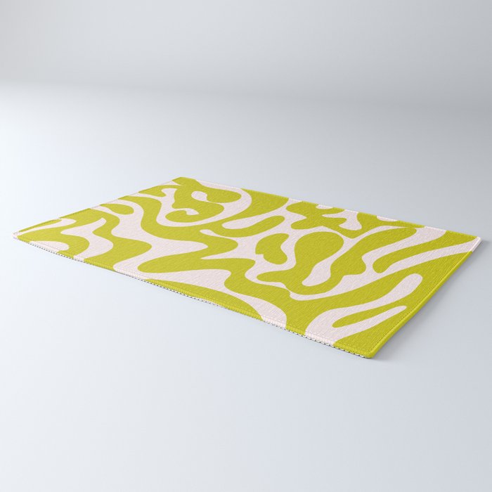Liquid swirl retro vintage pattern in cyber lime creamy  Rug Gallery Image 3