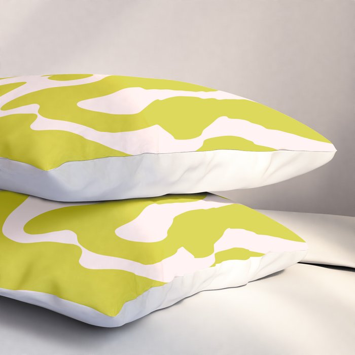 Liquid swirl retro vintage pattern in cyber lime creamy  Pillow Sham Gallery Image 3