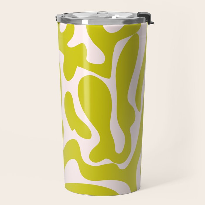 Liquid swirl retro vintage pattern in cyber lime creamy  Travel Mug Gallery Image 2