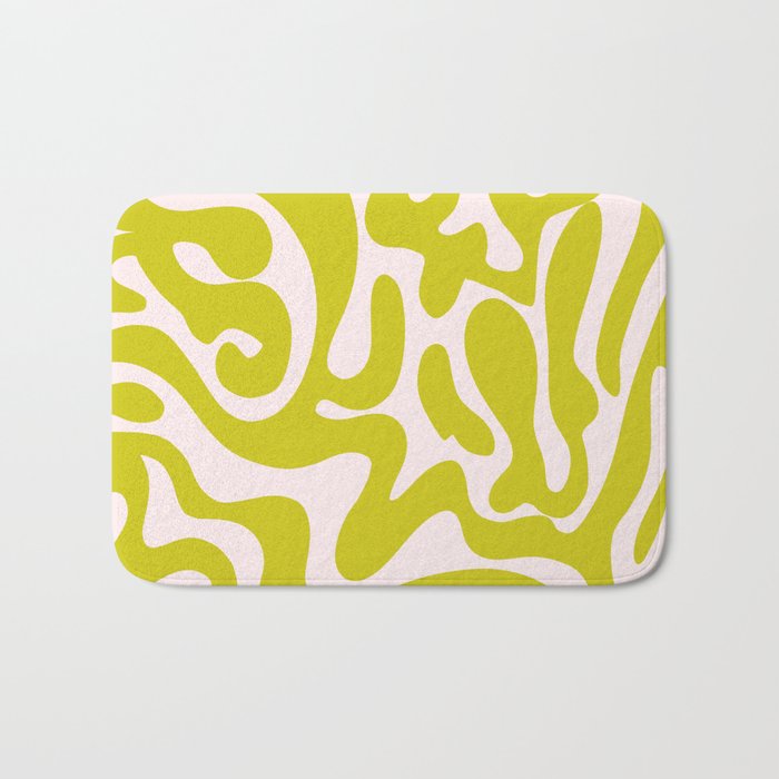 Liquid swirl retro vintage pattern in cyber lime creamy  Bath Mat Gallery Image 1