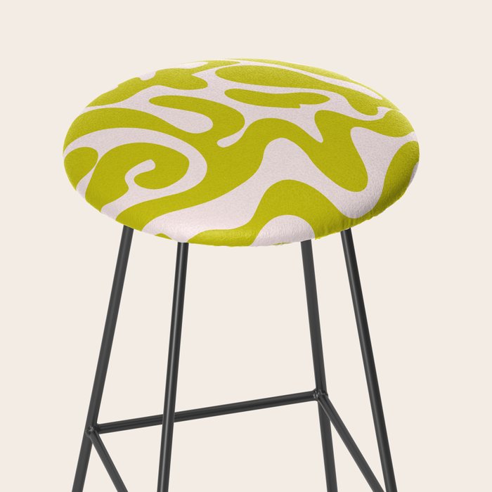 Liquid swirl retro vintage pattern in cyber lime creamy  Stool Gallery Image 2