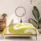 Liquid swirl retro vintage pattern in cyber lime creamy  Comforter Gallery Image 3