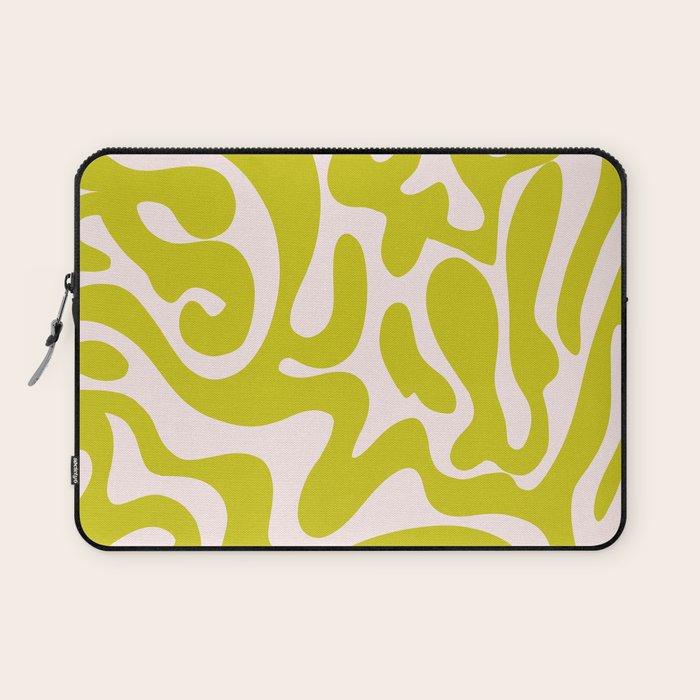 Liquid swirl retro vintage pattern in cyber lime creamy  Laptop Sleeve Gallery Image 1