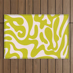 Liquid swirl retro vintage pattern in cyber lime creamy  Outdoor Rug Gallery Image 1