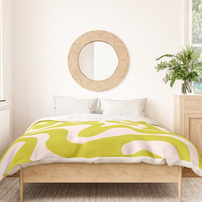 Liquid swirl retro vintage pattern in cyber lime creamy  Duvet Cover Gallery Image 3