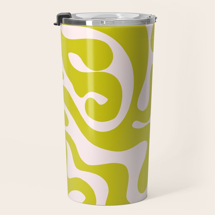 Liquid swirl retro vintage pattern in cyber lime creamy  Travel Mug Gallery Image 3