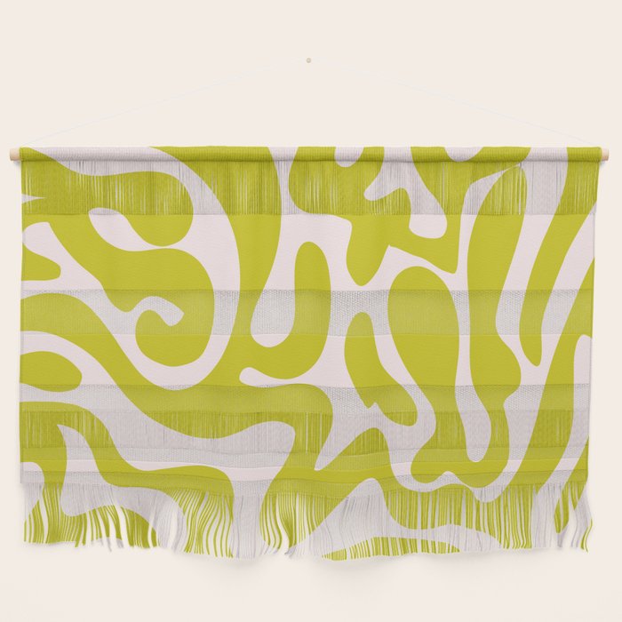 Liquid swirl retro vintage pattern in cyber lime creamy  Wall Hanging Gallery Image 1