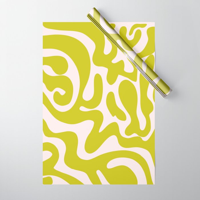 Liquid swirl retro vintage pattern in cyber lime creamy  Wrapping Paper Gallery Image 1