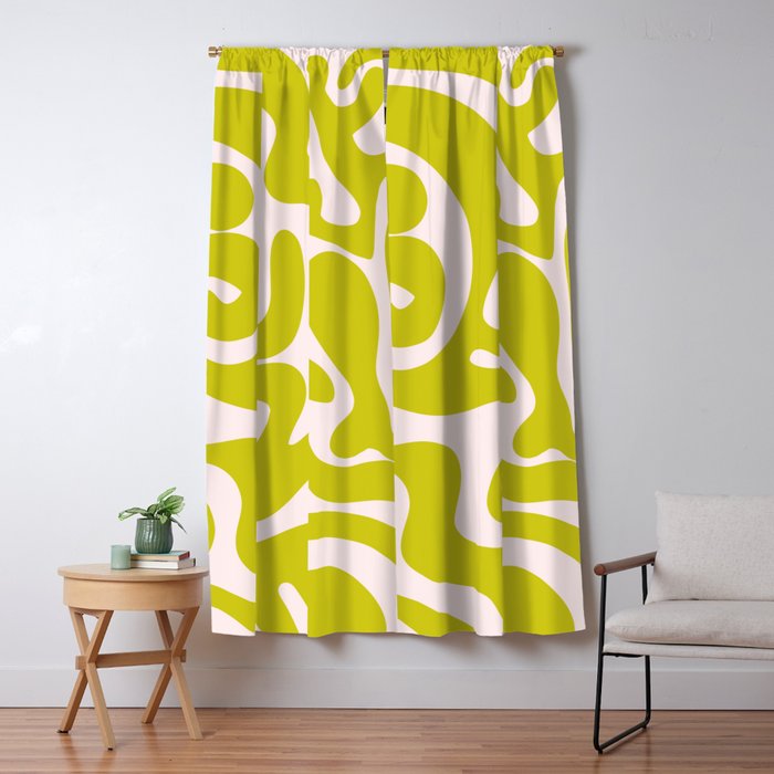 Liquid swirl retro vintage pattern in cyber lime creamy  Window Curtain Gallery Image 5