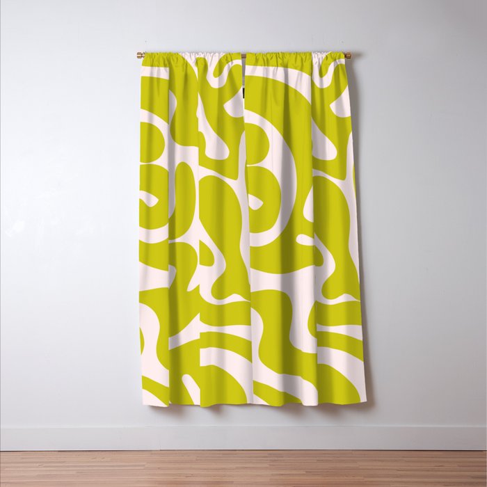 Liquid swirl retro vintage pattern in cyber lime creamy  Window Curtain Gallery Image 3