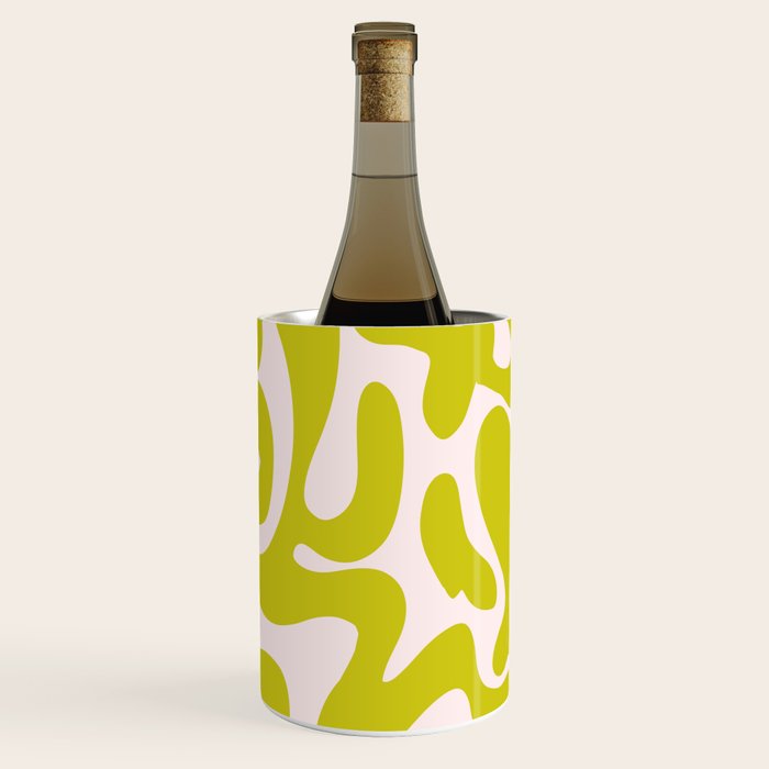 Liquid swirl retro vintage pattern in cyber lime creamy  Wine Chiller Gallery Image 1