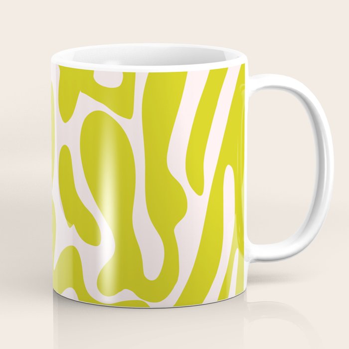 Liquid swirl retro vintage pattern in cyber lime creamy  Coffee Mug Gallery Image 1