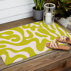 Liquid swirl retro vintage pattern in cyber lime creamy  Outdoor Rug Gallery Image 2