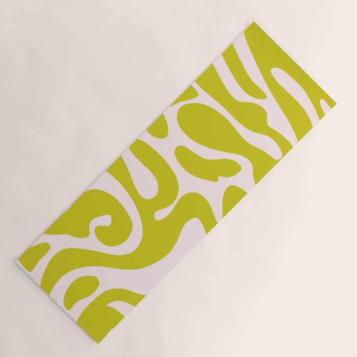 Liquid swirl retro vintage pattern in cyber lime creamy  Yoga Mat Gallery Image 1