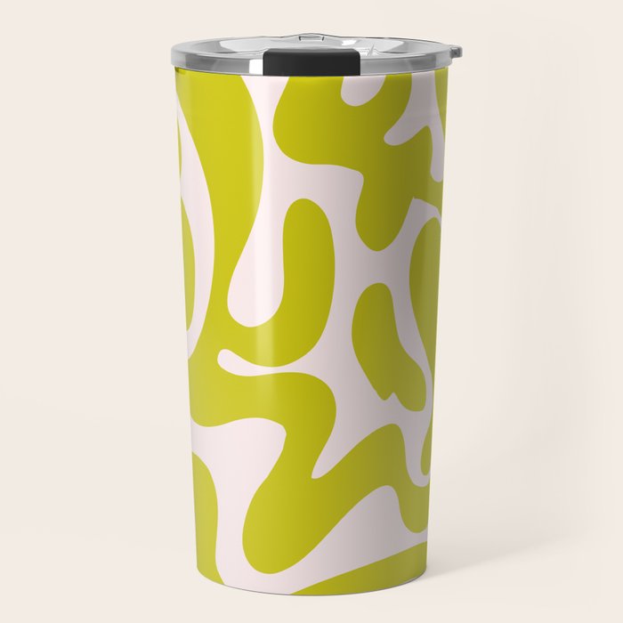 Liquid swirl retro vintage pattern in cyber lime creamy  Travel Mug Gallery Image 1