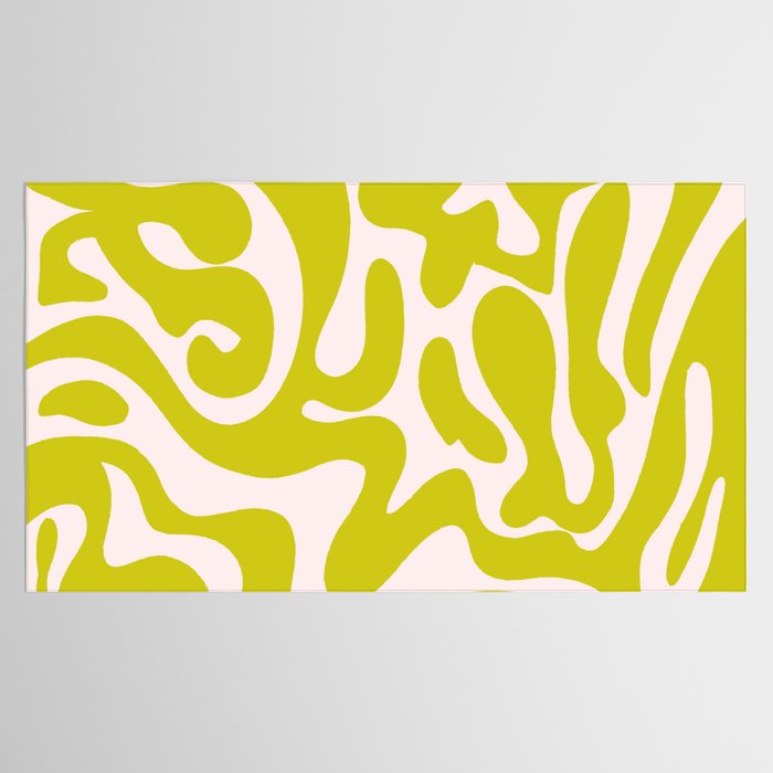 Liquid swirl retro vintage pattern in cyber lime creamy  Tablecloth Gallery Image 2