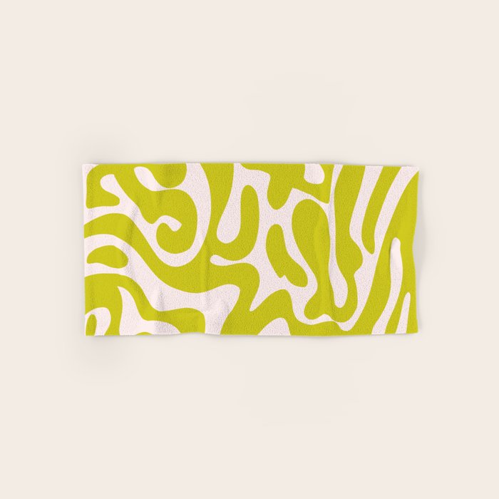 Liquid swirl retro vintage pattern in cyber lime creamy  Bath Towel Gallery Image 1