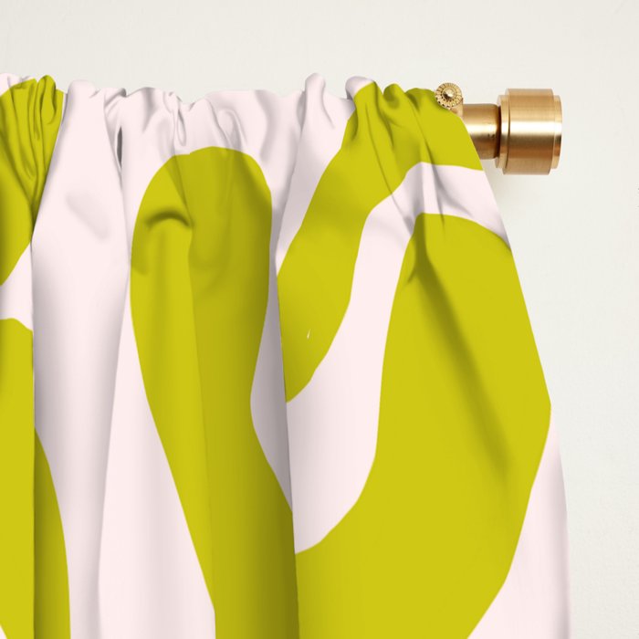 Liquid swirl retro vintage pattern in cyber lime creamy  Window Curtain Gallery Image 2
