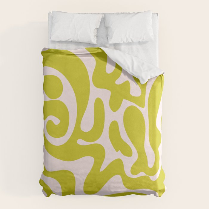 Liquid swirl retro vintage pattern in cyber lime creamy  Duvet Cover Gallery Image 6