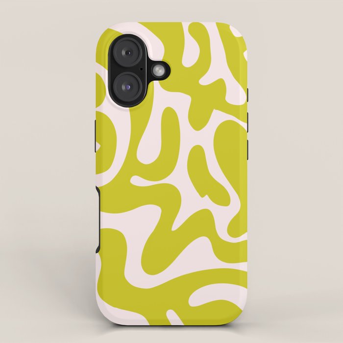 Liquid swirl retro vintage pattern in cyber lime creamy  iPhone Case Gallery Image 1