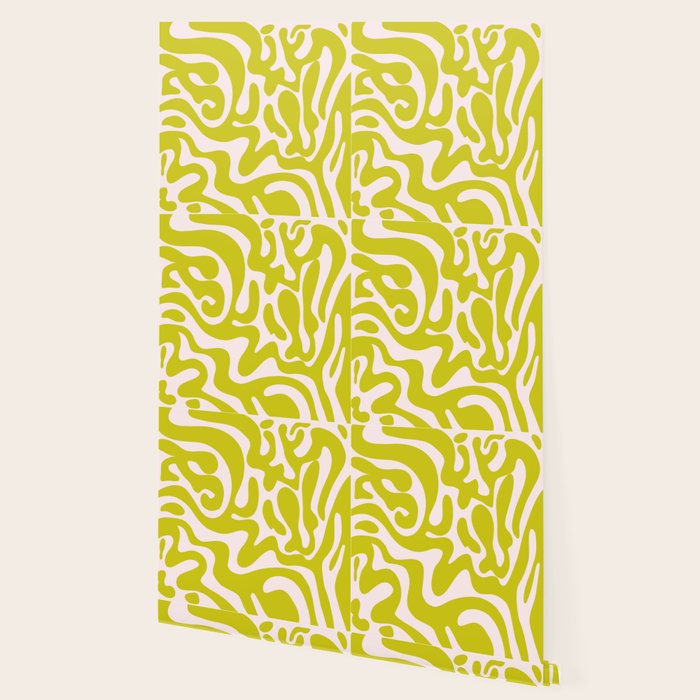 Liquid swirl retro vintage pattern in cyber lime creamy  Wallpaper Gallery Image 2