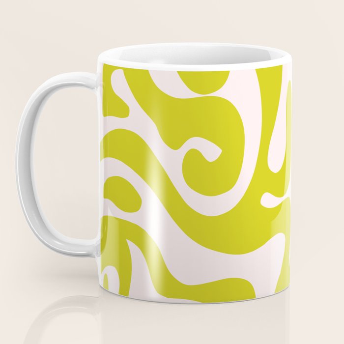 Liquid swirl retro vintage pattern in cyber lime creamy  Coffee Mug Gallery Image 3
