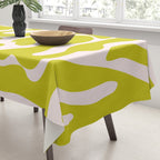 Liquid swirl retro vintage pattern in cyber lime creamy  Tablecloth Gallery Image 3