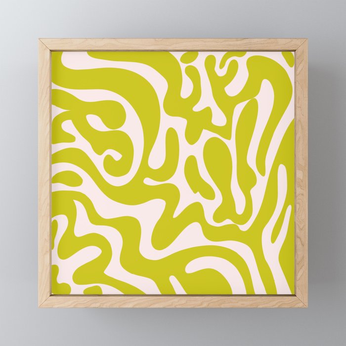 Liquid swirl retro vintage pattern in cyber lime creamy  Mini Art Print Gallery Image 1