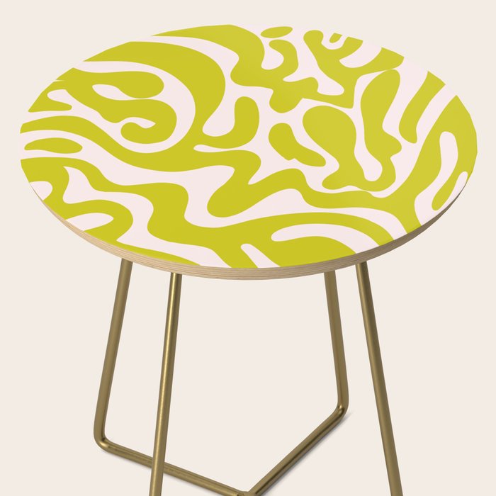 Liquid swirl retro vintage pattern in cyber lime creamy  Side Table Gallery Image 2