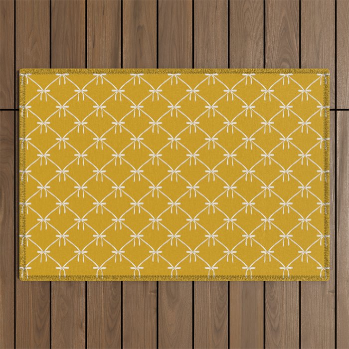 Bows & Ribbons Pattern XX Golden Yellow Outdoor Rug Gallery Image 1