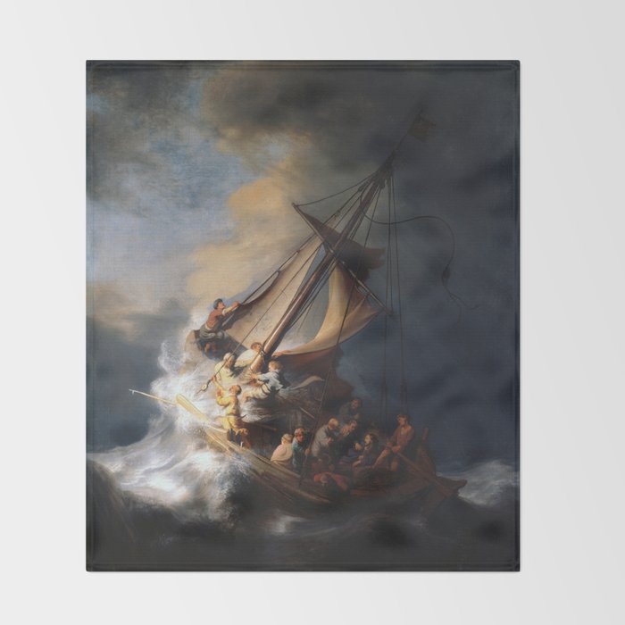 The Storm on the Sea of Galilee, Rembrandt Throw Blanket Gallery Image 2