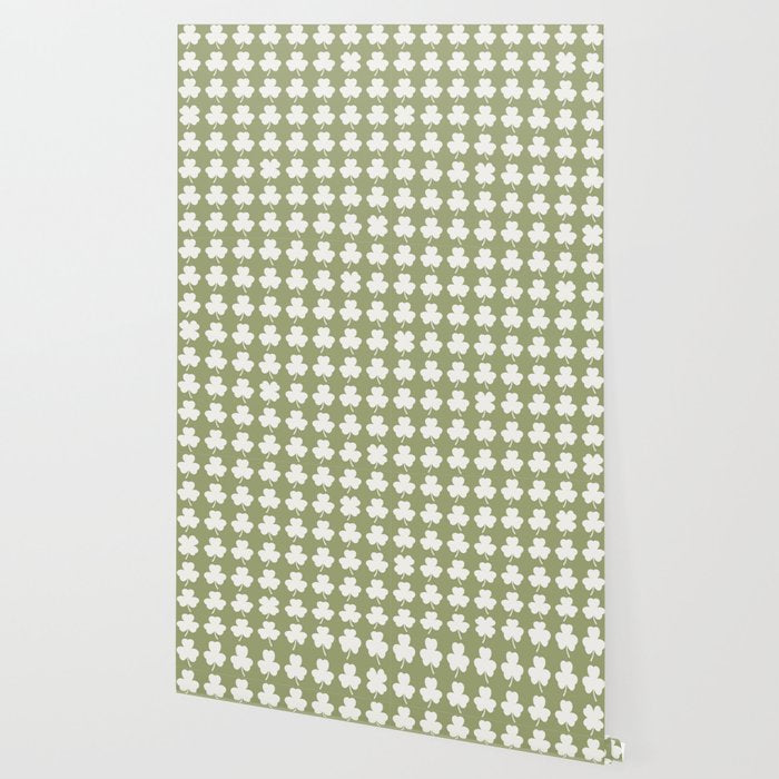 Clovers XXVIII Natural Green Botanical Pattern Wallpaper Gallery Image 2