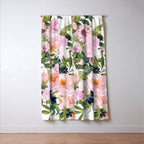 Festive, Floral Watercolor Rose Garden, Pink and White Window Curtain Gallery Image 3