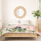 Festive, Floral Watercolor Rose Garden, Pink and White Duvet Cover Gallery Image 3