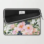 Festive, Floral Watercolor Rose Garden, Pink and White Laptop Sleeve Gallery Image 2