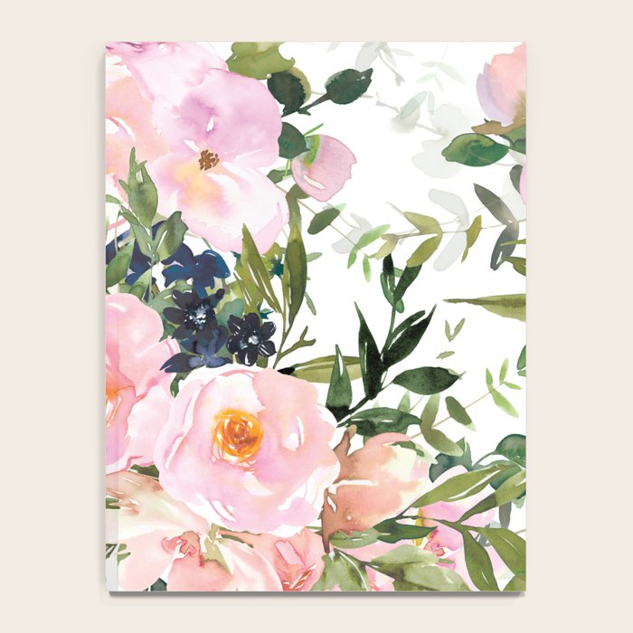 Festive, Floral Watercolor Rose Garden, Pink and White Notebook Gallery Image 4