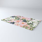 Festive, Floral Watercolor Rose Garden, Pink and White Rug Gallery Image 3