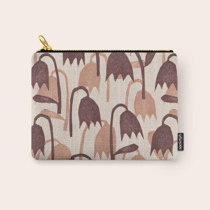 Linocut Tulip Pattern #2 Carry All Pouch Gallery Image 1