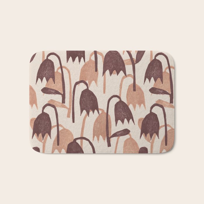 Linocut Tulip Pattern #2 Bath Mat Gallery Image 1