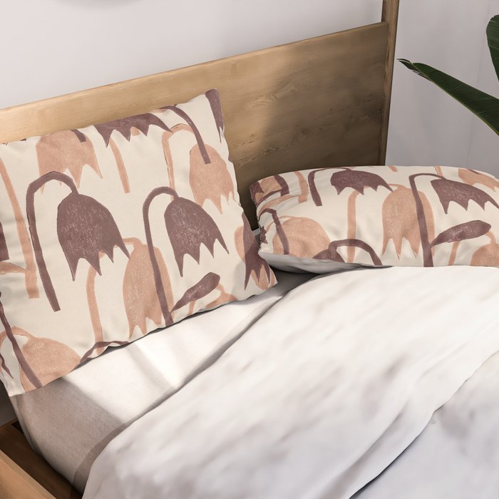 Linocut Tulip Pattern #2 Pillow Sham Gallery Image 2