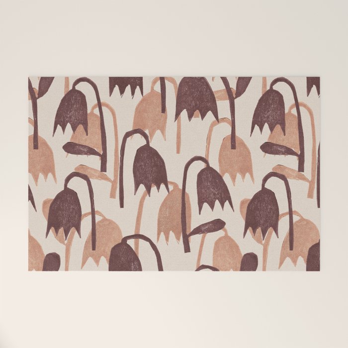 Linocut Tulip Pattern #2 Welcome Mat Gallery Image 1