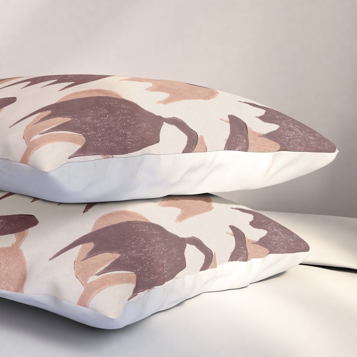 Linocut Tulip Pattern #2 Pillow Sham Gallery Image 3