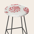 Red White Watercolor Candy Cane Peppermint Lollipops All Over Stool Gallery Image 2