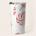 Red White Watercolor Candy Cane Peppermint Lollipops All Over Travel Mug Gallery Image 3