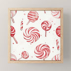 Red White Watercolor Candy Cane Peppermint Lollipops All Over Mini Art Print Gallery Image 1