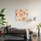 Red White Watercolor Candy Cane Peppermint Lollipops All Over Wood Wall Art Gallery Image 2