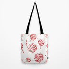 Red White Watercolor Candy Cane Peppermint Lollipops All Over Tote Bag Gallery Image 2