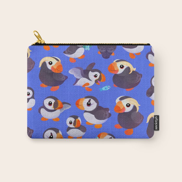 Happy puffin - blue Carry All Pouch Gallery Image 1