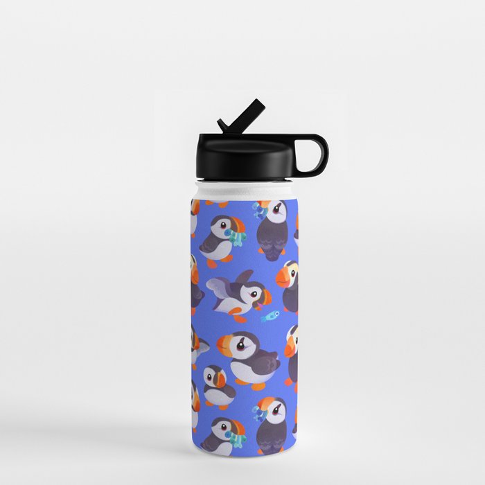 Happy puffin - blue Water Bottle Gallery Image 1