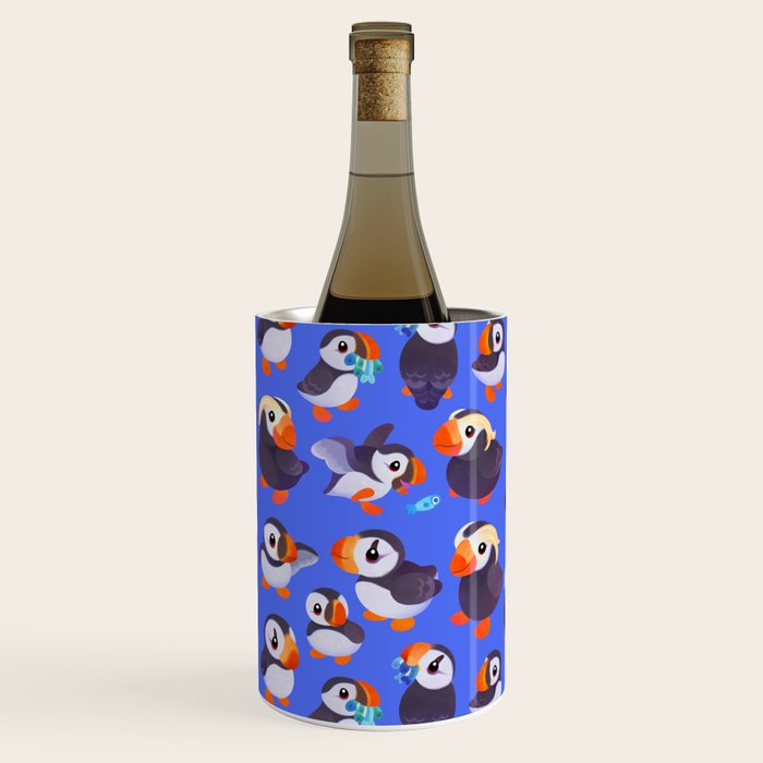 Happy puffin - blue Wine Chiller Gallery Image 1